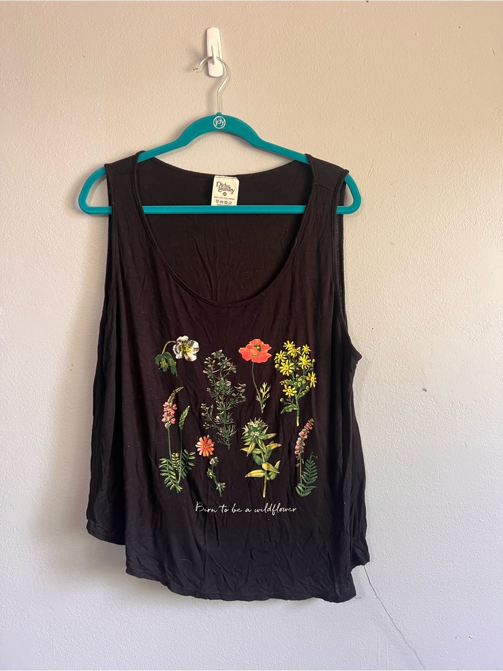 Dirty Laundry Black Tank with Multicolor Wildflower Print